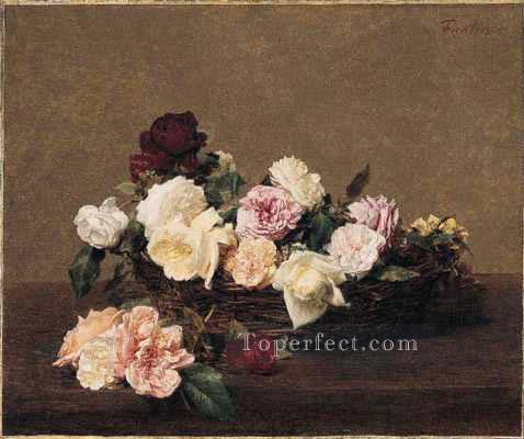 Una cesta de rosas Henri Fantin Latour Pintura al óleo